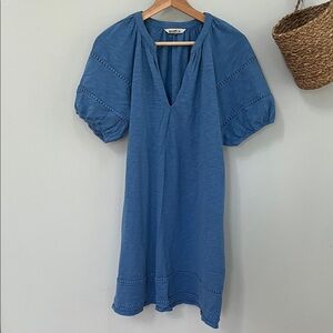 Boden Trim Detail Jersey Dress 14 Porcelain Blue 100% Cotton